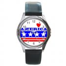 Love America Flag Round Metal Watch FREE SHIPPING