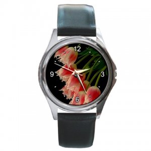 Blushing Pink Tulips Round Metal Watch FREE SHIPPING