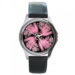 Digital Pink Roses Round Metal Watch FREE SHIPPING