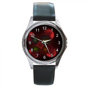 Fractal Impact Red Round Metal Watch FREE SHIPPING