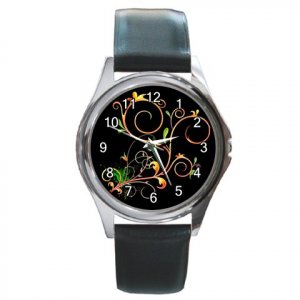 Flower Fractal Art Design Round Metal Watch FREE SHIPPING