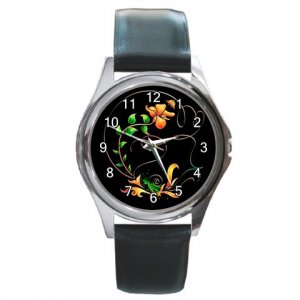 Flower Fractal Art Design Round Metal Watch FREE SHIPPING