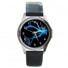 Baby Blue Flower Fractal Art Design Round Metal Watch FREE SHIPPING
