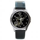 White Flower Fractal Art Design Round Metal Watch FREE SHIPPING