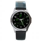 Green Flower Fractal Art Design Round Metal Watch FREE SHIPPING