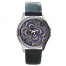 Blue Green Mystic Fractal Round Metal Watch FREE SHIPPING
