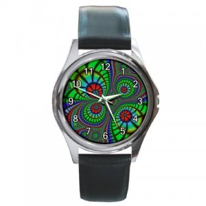 Christmas Bright Light Fractal Round Metal Watch FREE SHIPPING