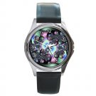 Grey and Pastel Fractal Disks Round Metal Watch FREE SHIPPING