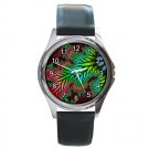 Colorful Plant Fractal Colors Round Metal Watch FREE SHIPPING
