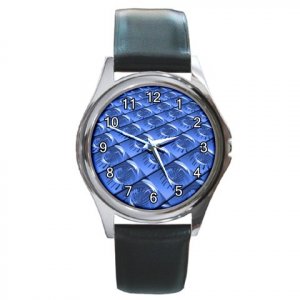 Blue Bubbles Pattern Round Metal Watch FREE SHIPPING