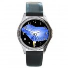 Blue Flower Morning Glory Round Metal Watch FREE SHIPPING