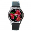 Fractal Pink Flowers Round Metal Watch FREE SHIPPING