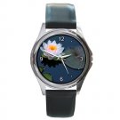 Water Lily and Lilypad Round Metal Watch FREE SHIPPING
