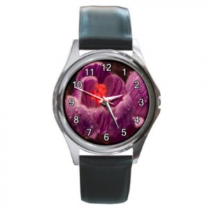 Purple Spring Crocus Flower Round Metal Watch FREE SHIPPING