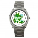 Green Grapes & Wine Sports Metal Watch