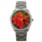 Christmas Poinsettia Sports Metal Watch