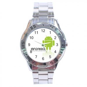 Android Green Robot 2 Stainless Steel Analogue Men&acirc;��s Watch FREE Shipping