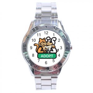 Adopt Pets Cats and Dogs Stainless Steel Analogue Men&acirc;��s Watch FREE Shipping