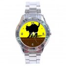 Halloween Scary Black Cat Bright Moon  Stainless Steel Analogue Men’s Watch FREE Shipping