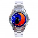 Halloween Scary Black Cat Sitting on the Moon Stainless Steel Analogue Men’s Watch FREE Shipping