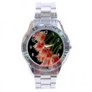 Blushing Pink Tulips Stainless Steel Analogue Men’s Watch FREE Shipping