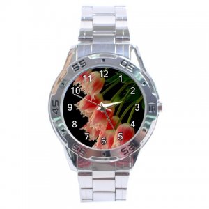 Blushing Pink Tulips Stainless Steel Analogue Men&acirc;��s Watch FREE Shipping