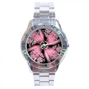 Digital Pink Roses Stainless Steel Analogue Men&acirc;��s Watch FREE Shipping