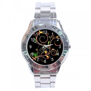 Flower Fractal Art Design Stainless Steel Analogue Men&acirc;��s Watch FREE Shipping