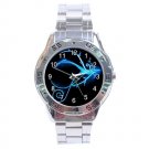 Baby Blue Flower Fractal Art Design Stainless Steel Analogue Men’s Watch FREE Shipping