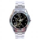White Flower Fractal Art Design Stainless Steel Analogue Men’s Watch FREE Shipping