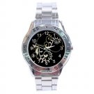 White Flower Fractal Art Design Stainless Steel Analogue Men’s Watch FREE Shipping