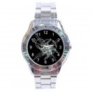 Gentle White Flower Plant Fractal Art Design Stainless Steel Analogue Men’s Watch FREE Shipping