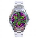 Purple and Green Fractal Stainless Steel Analogue Men’s Watch FREE Shipping