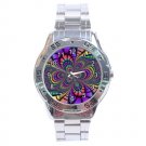 Rainbow Petal Fractal Colors Stainless Steel Analogue Men’s Watch FREE Shipping