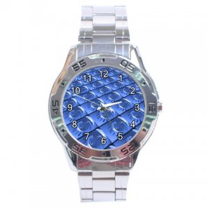 Blue Bubbles Pattern Stainless Steel Analogue Men&acirc;��s Watch FREE Shipping