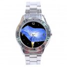 Blue Flower Morning Glory Stainless Steel Analogue Men’s Watch FREE Shipping