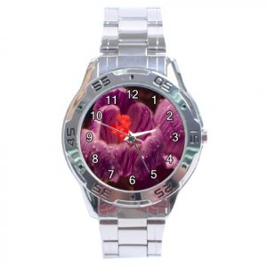 Purple Spring Crocus Flower Stainless Steel Analogue Men&acirc;��s Watch FREE Shipping