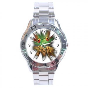 Green Tree Frog Stainless Steel Analogue Men&acirc;��s Watch FREE Shipping