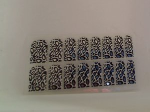 Modicure Nail Foil Wraps Polish Strips Seals Island B white silver leopard print mirror