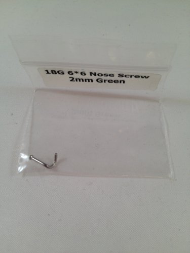 18g Surgical Quality Steel Nose Screw 2mm Bezel Set Gem Green jewel stud ring piercing body jewelry