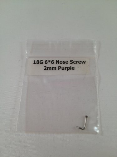 18g Surgical Quality Steel Nose Screw 2mm Bezel Set Gem Purple jewel stud ring piercing body jewelry