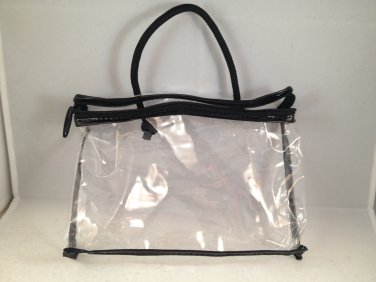 Clear Zippered Travel Bag with Handle makeup cosmetic case clutch beauty