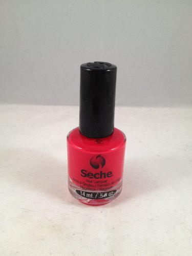 Seche Nail Lacquer Smitten color polish bright pink orange shimmer