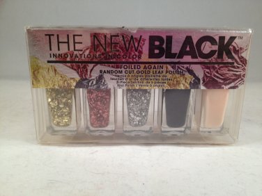 The New Black Foiled Again Random Cut Gold Leaf Polish nail set lacquer color