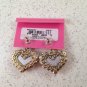 Betsey Johnson "Lovely Leopard" Heart Drop with Crystal Earrings kiss xox dangle
