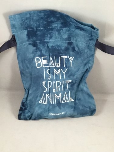 Sephora Play Blue Tie Dye Drawstring Makeup Bag Festival of Beauty Sprit Animal March 2018 empty