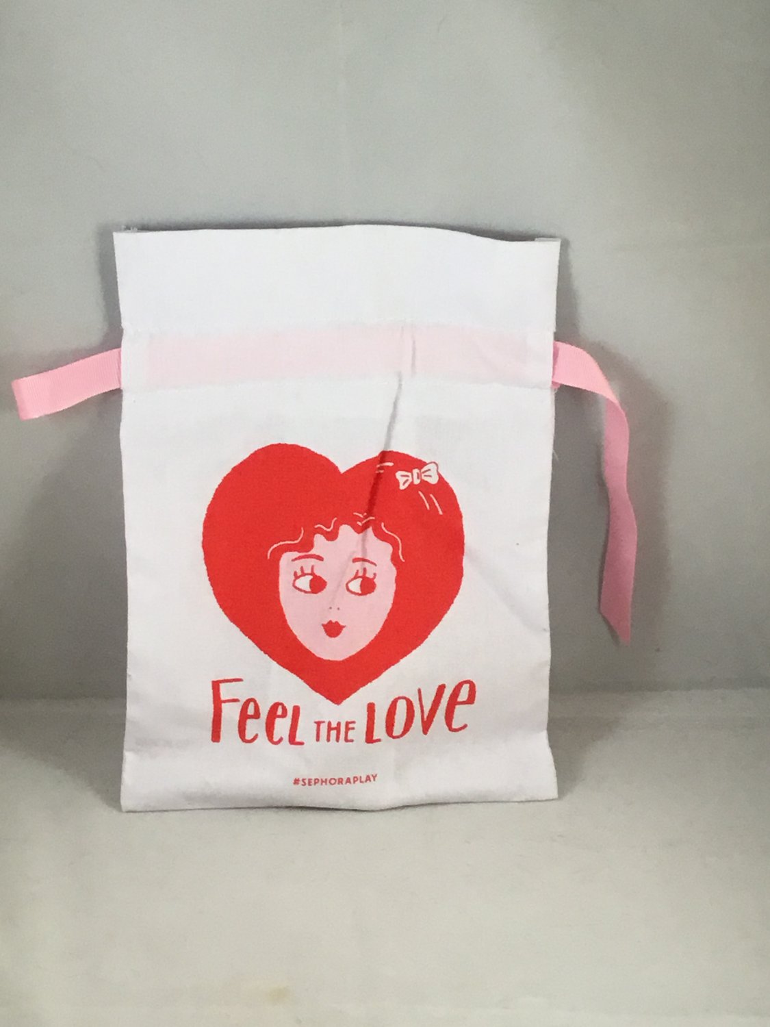 Sephora Play Drawstring Cloth Makeup Bag Feel The Love February 2018 empty