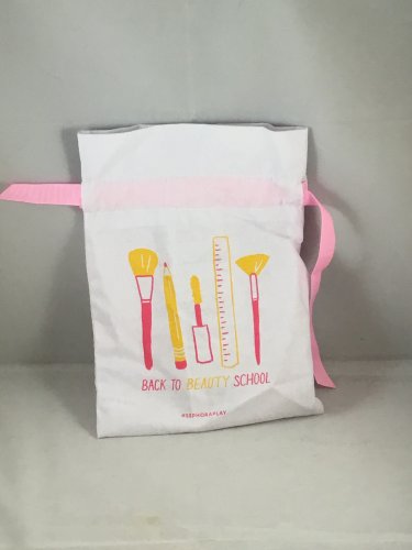 Sephora Play Drawstring Cloth Makeup Bag Beauty Schooled August 2018 Back to Beauty School empty