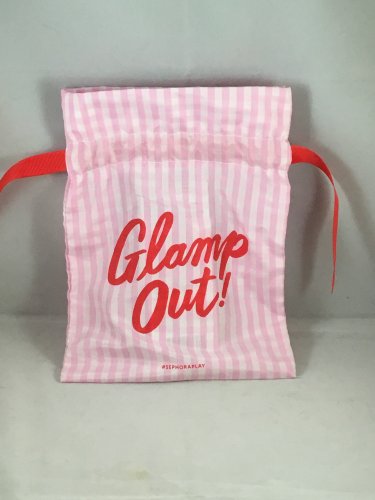 Sephora Play Pink Checkered Drawstring Makeup Bag Beauty Staycation July 2017 Glamp Out! empty