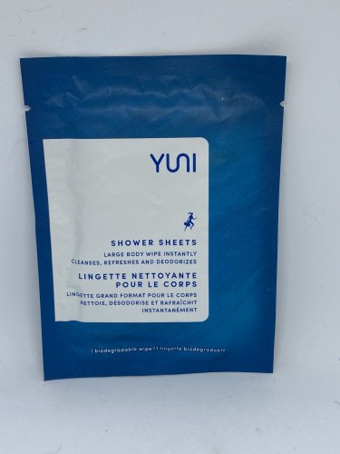 YUNI Shower Sheets Large Biodegradable Body Wipes Travel Size Single Pack